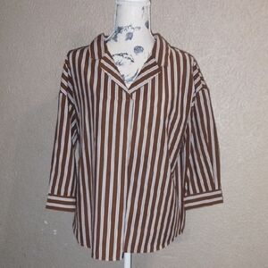 Brown White And Blue Striped Camisole